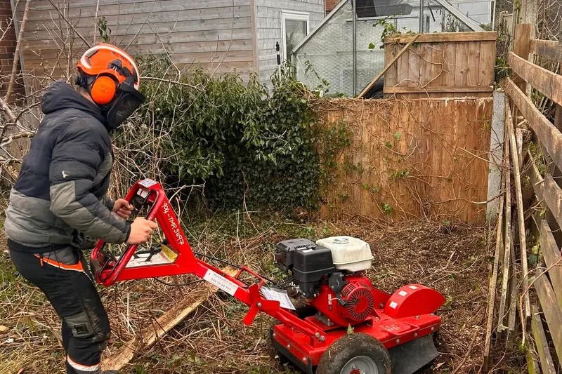 Stump grinder removing a tree stump below ground level